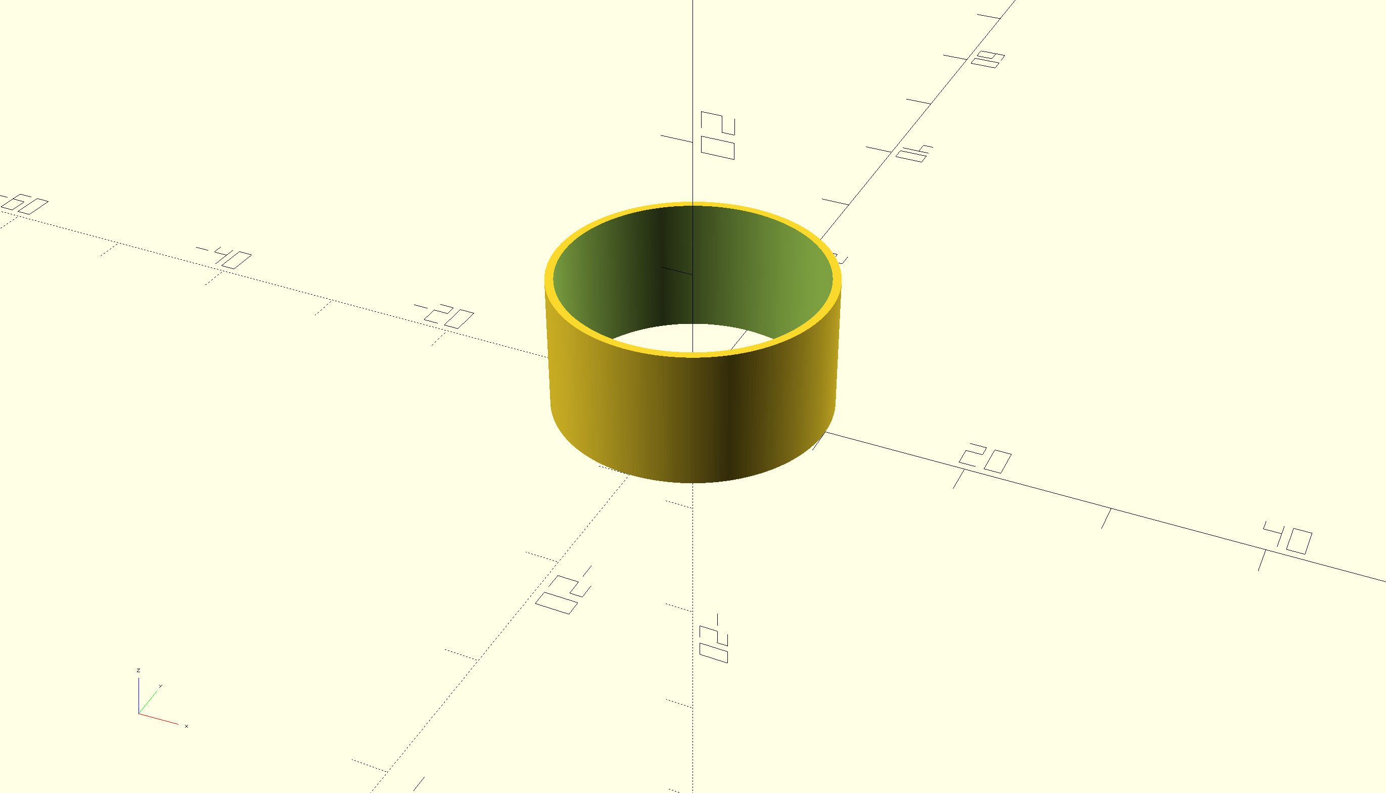 A CAD model of a short ring with a thin wall.