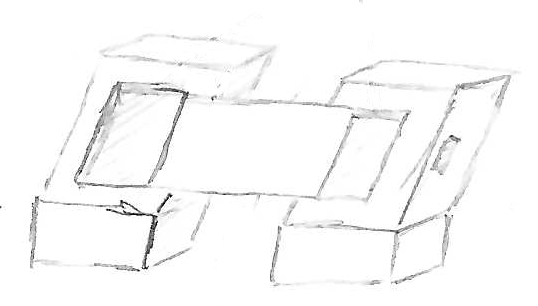 Concept drawing of the three housing components, and how they fit together.